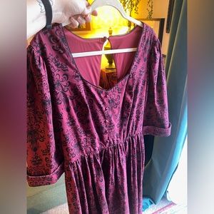 Haunted Mansion Wallpaper Maroon Corset Dress